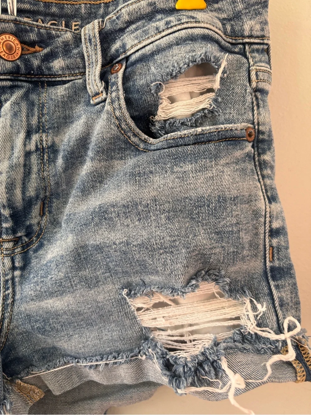 American Eagle Outfitters Jean Shorts Distressed Light Blue SZ 8